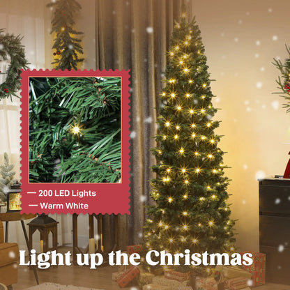 7 ft Prelit Pop Up Christmas Tree, Collapsible Artificial with Metal Stand, Green Pre Lit Christmas Trees at Gallery Canada