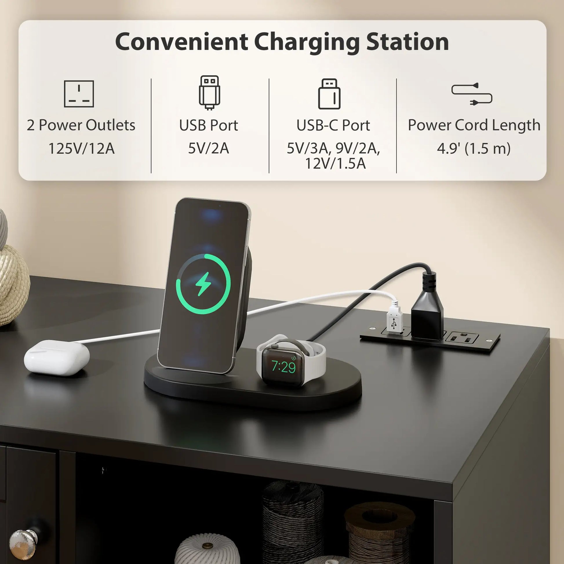 Rolling Sewing Machine Table, Folding Craft Table with Drawers, Bins, Pegs, Black Sewing Cabinets at Gallery Canada