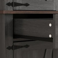 71" Tall Kitchen Cabinet, Farmhouse Pantry with Barn Doors, Drawer, Black