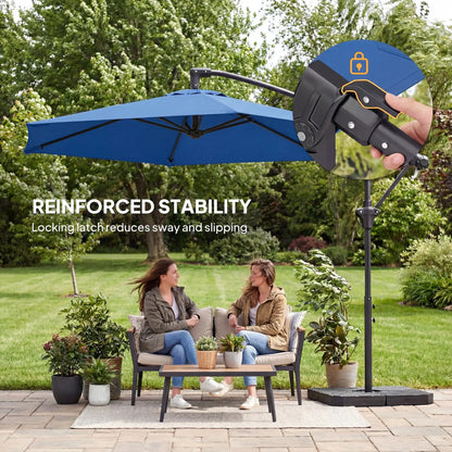 9.7 ft Offset Patio Umbrella, Water/Sand Fillable Weights, Navy Blue Offset Cantilever Umbrellas at Gallery Canada