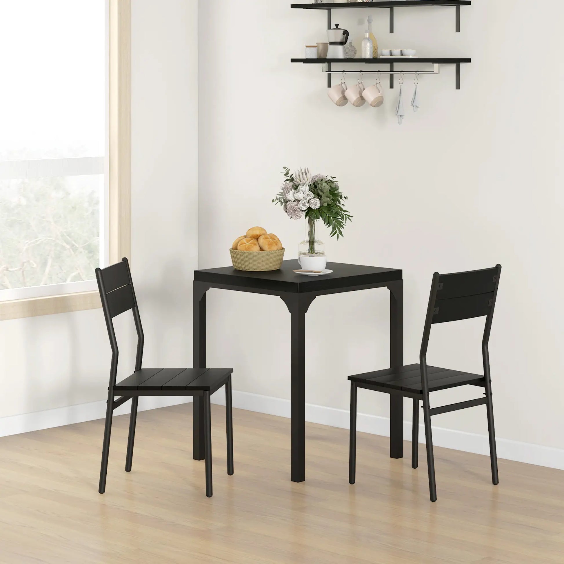 Dining Table Set for 2, 3 Piece Kitchen Table and Chairs, Black Dining Table Sets at Gallery Canada