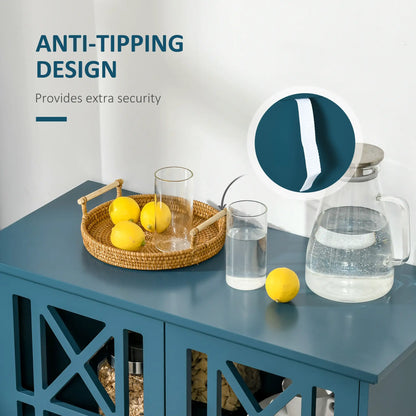 Modern Storage Cabinet with Fretwork Doors, Shelf, Blue Storage Cabinets at Gallery Canada