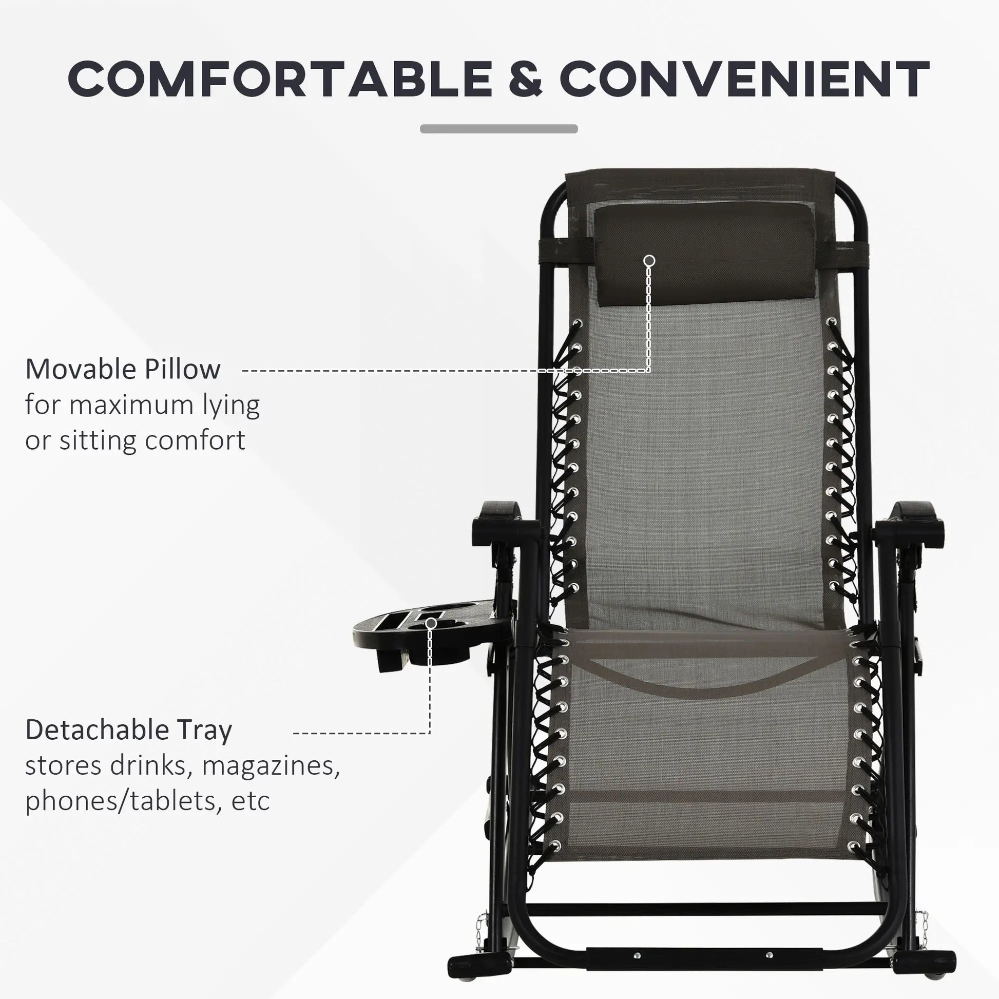 Adjustable Zero Gravity Recliner, Foldable Sun Lounger, Grey Outdoor Rocking Chairs at Gallery Canada