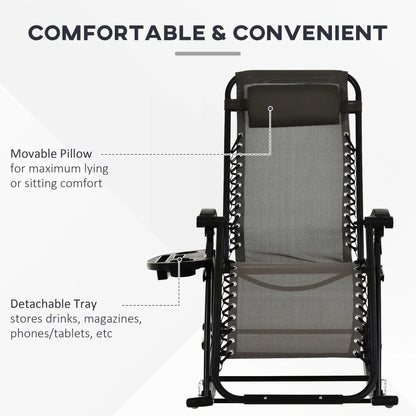 Adjustable Zero Gravity Recliner, Foldable Sun Lounger, Grey Outdoor Rocking Chairs at Gallery Canada