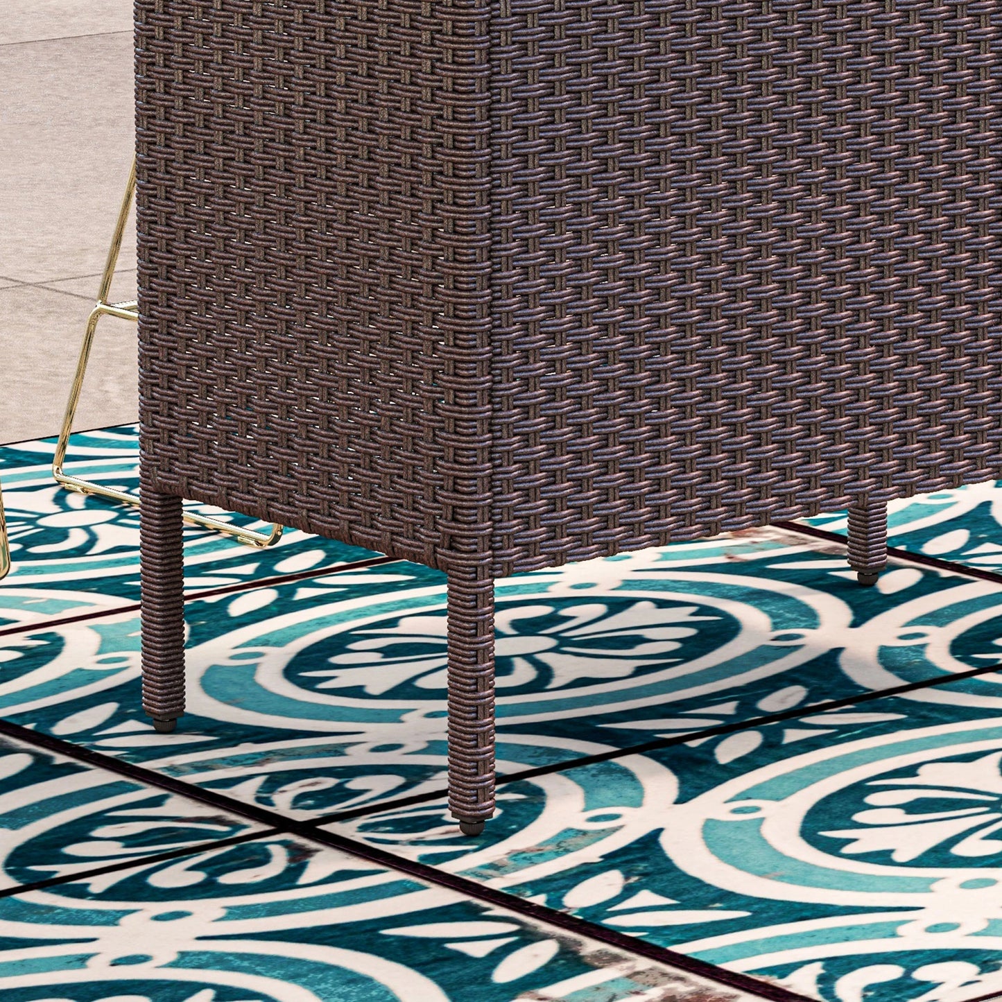 Outdoor Rattan Bar Table, 55.1" x 18.5" x 37", 2 Storage Shelves, Brown Bistro Sets at Gallery Canada