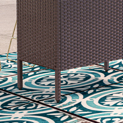 Outdoor Rattan Bar Table, 55.1" x 18.5" x 37", 2 Storage Shelves, Brown Bistro Sets at Gallery Canada