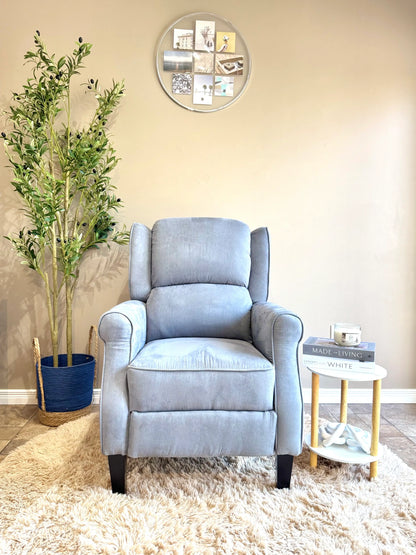 Push Back Recliner Chair, Vibration Massage, Extendable Footrest, Remote, Pocket, Grey Single Sofas at Gallery Canada