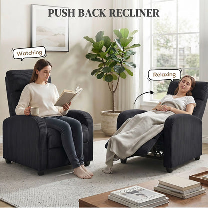 Fauteuil inclinable Corduroy, siège rembourré, noir