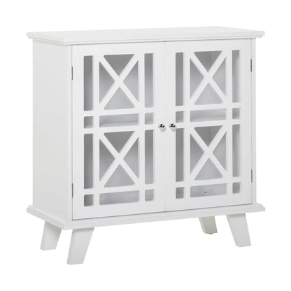 Modern Storage Cabinet with Fretwork Doors, Shelf, White Storage Cabinets at Gallery Canada