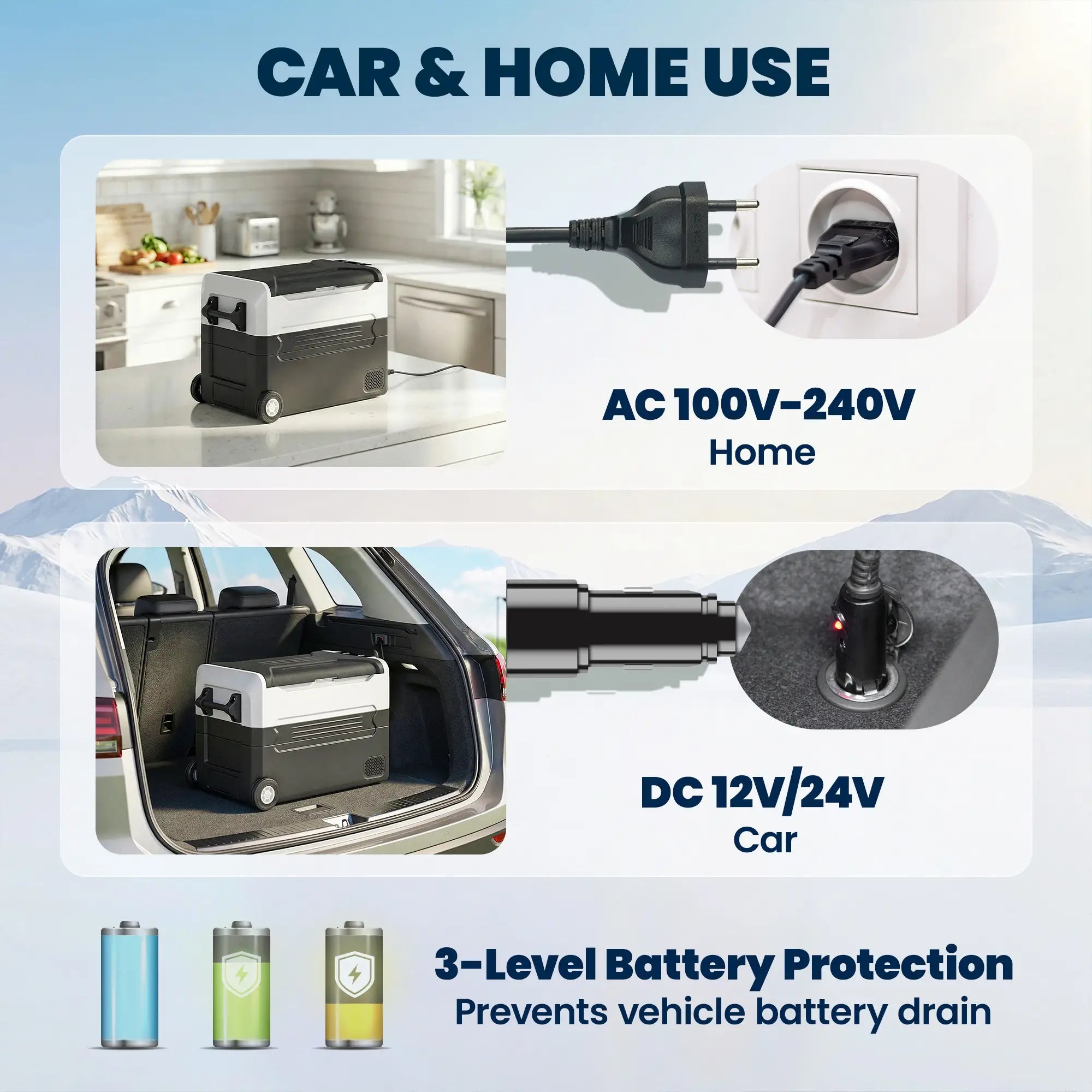 12V Car Refrigerator, 42QT, App Control, DC/AC Power, Black Car Coolers at Gallery Canada
