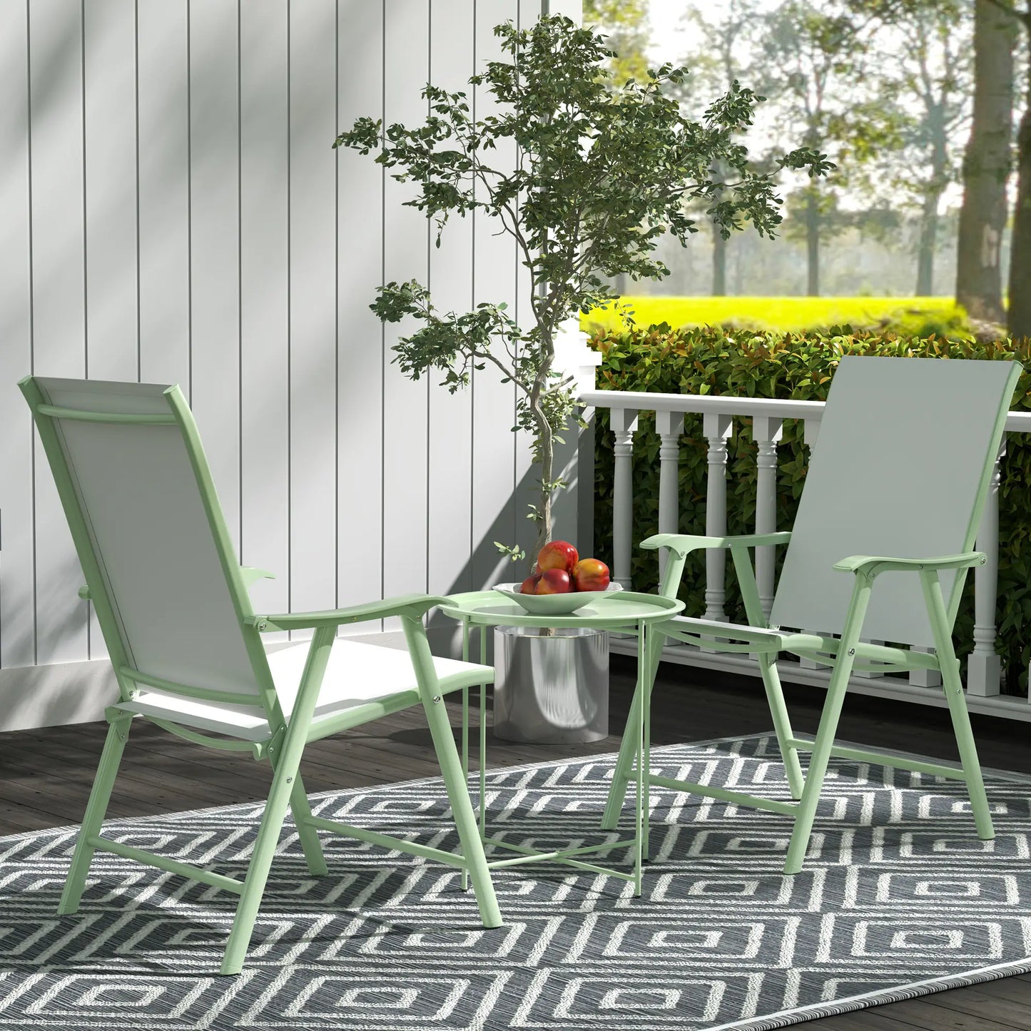 18" Outdoor Side Table, Removable Tray, Folding Legs, Green Patio Side Tables at Gallery Canada