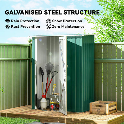 5 x 3ft Outdoor Metal Garden Shed, Sloped Roof, Lockable Door, Green Sheds at Gallery Canada
