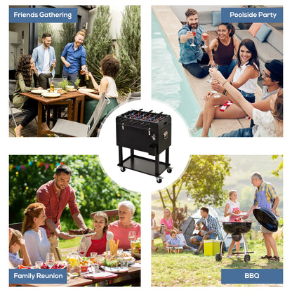 68QT Portable Cooler with Foosball Table Top, Wheels, Tray Shelf, Black Cooler Boxes at Gallery Canada
