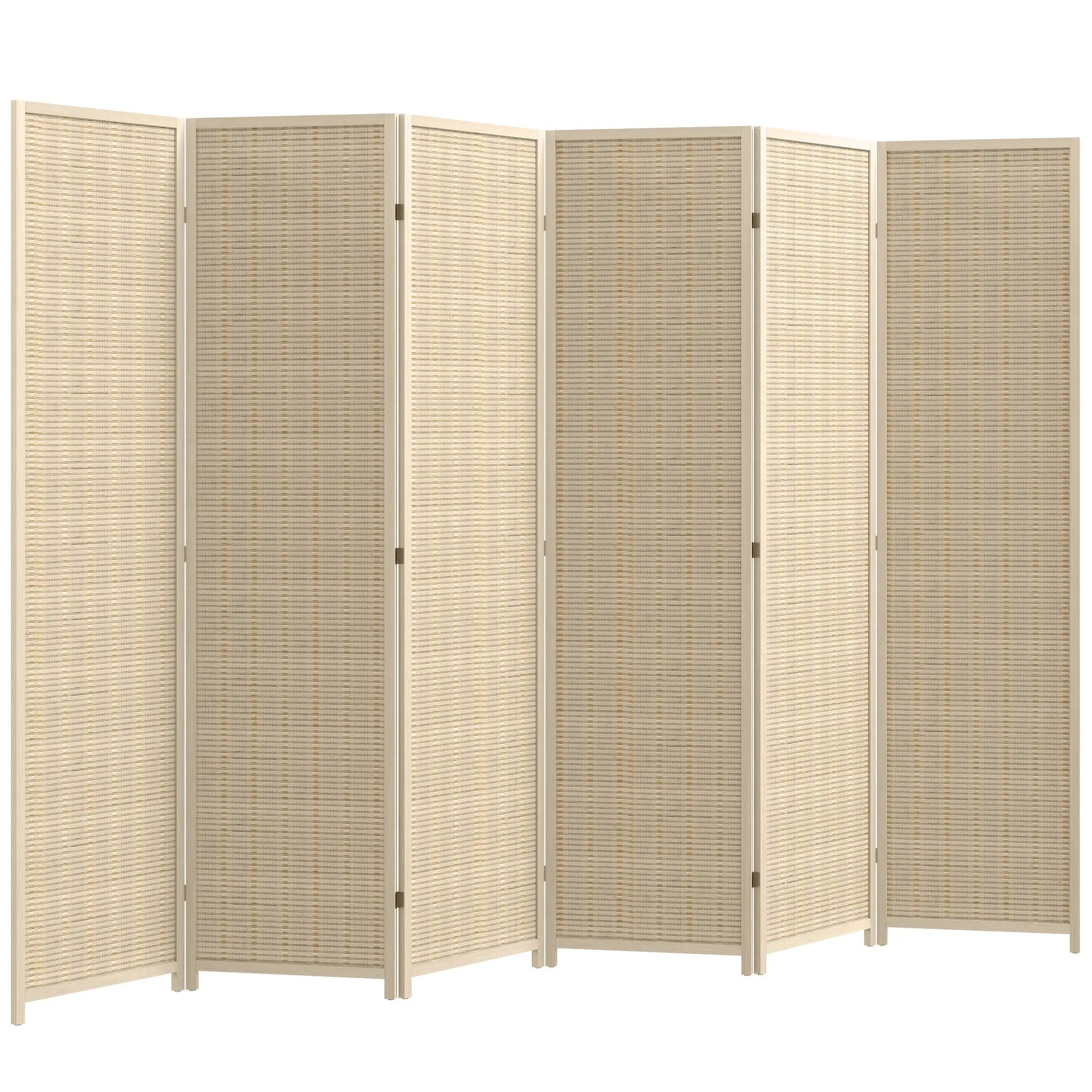 Woven Bamboo Room Divider, 6 Panel Folding Privacy Screen, Natural Wood Room Dividers at Gallery Canada
