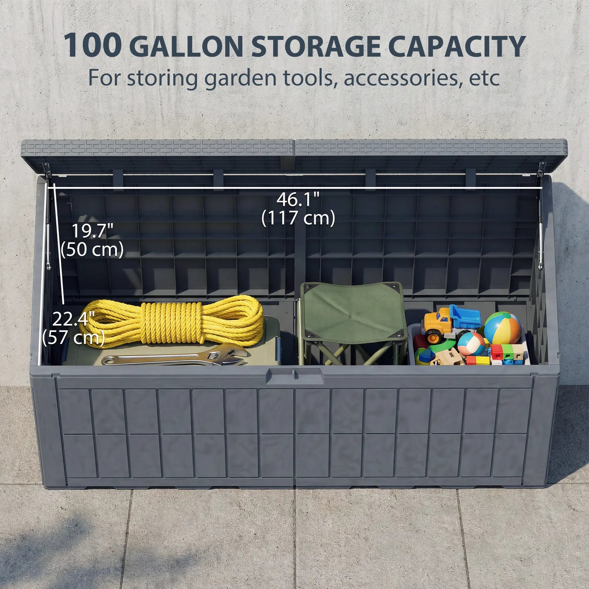 100 Gallon Resin Deck Box, Waterproof Lockable Outdoor Storage Patio Storage Boxes at Gallery Canada