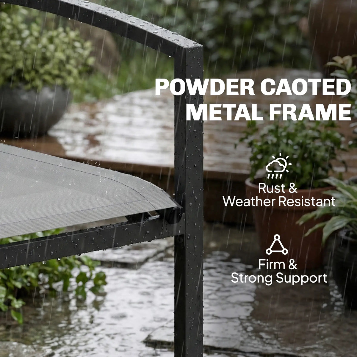 Metal Garden Bench, 44 in, Breathable Mesh Fabric, 484 lb Capacity, Grey Outdoor Benches at Gallery Canada