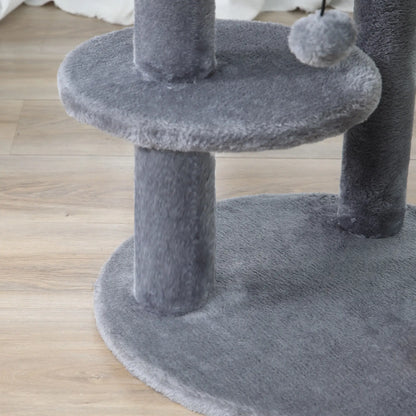 41" Cat Tree Tower with Condo, Scratching Posts, Hanging Ball, Grey Cat Towers at Gallery Canada