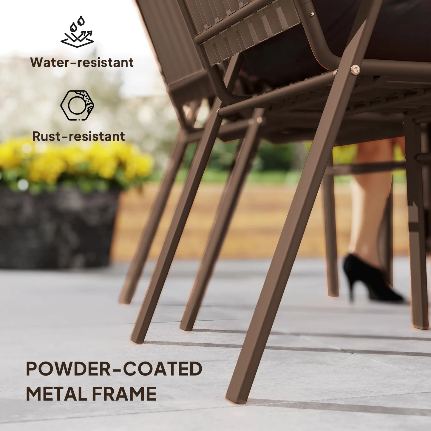 Stackable Outdoor Dining Chairs, Set of 4, Dark Brown Outdoor Dining Sets at Gallery Canada