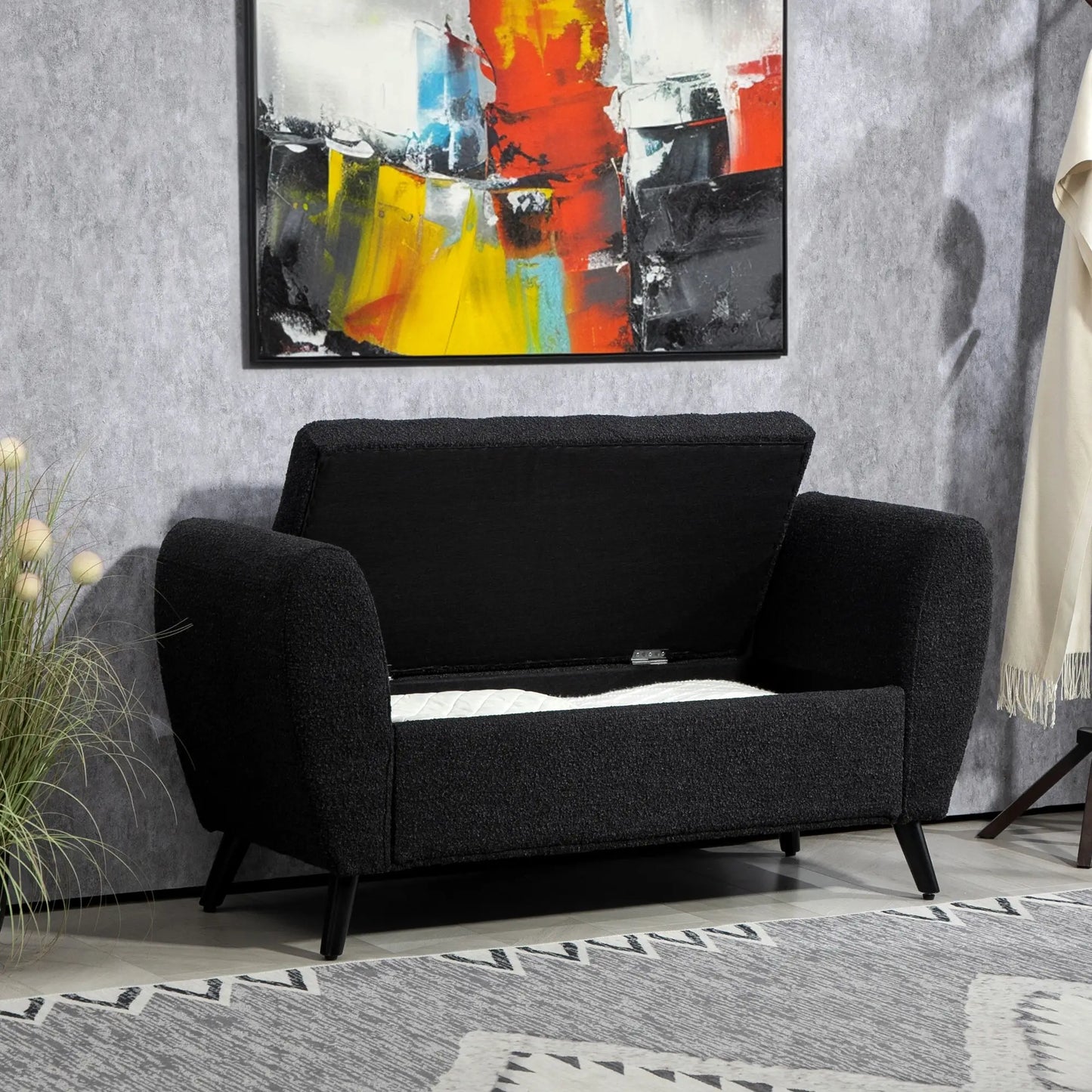 Upholstered Storage Bench with Arms, Modern Ottoman, Black Storage Ottomans & Benches at Gallery Canada