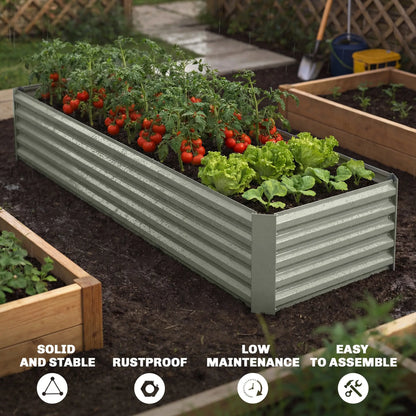 8 x 2.6 x 1.5ft Galvanized Raised Garden Bed, Outdoor Planter Box, Light Grey Galvanized Planter Boxes at Gallery Canada