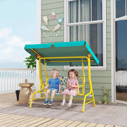 Kids Porch Swing, 2-Seater With Safety Belts, Adjustable Canopy, Green Gym Sets & Swings at Gallery Canada