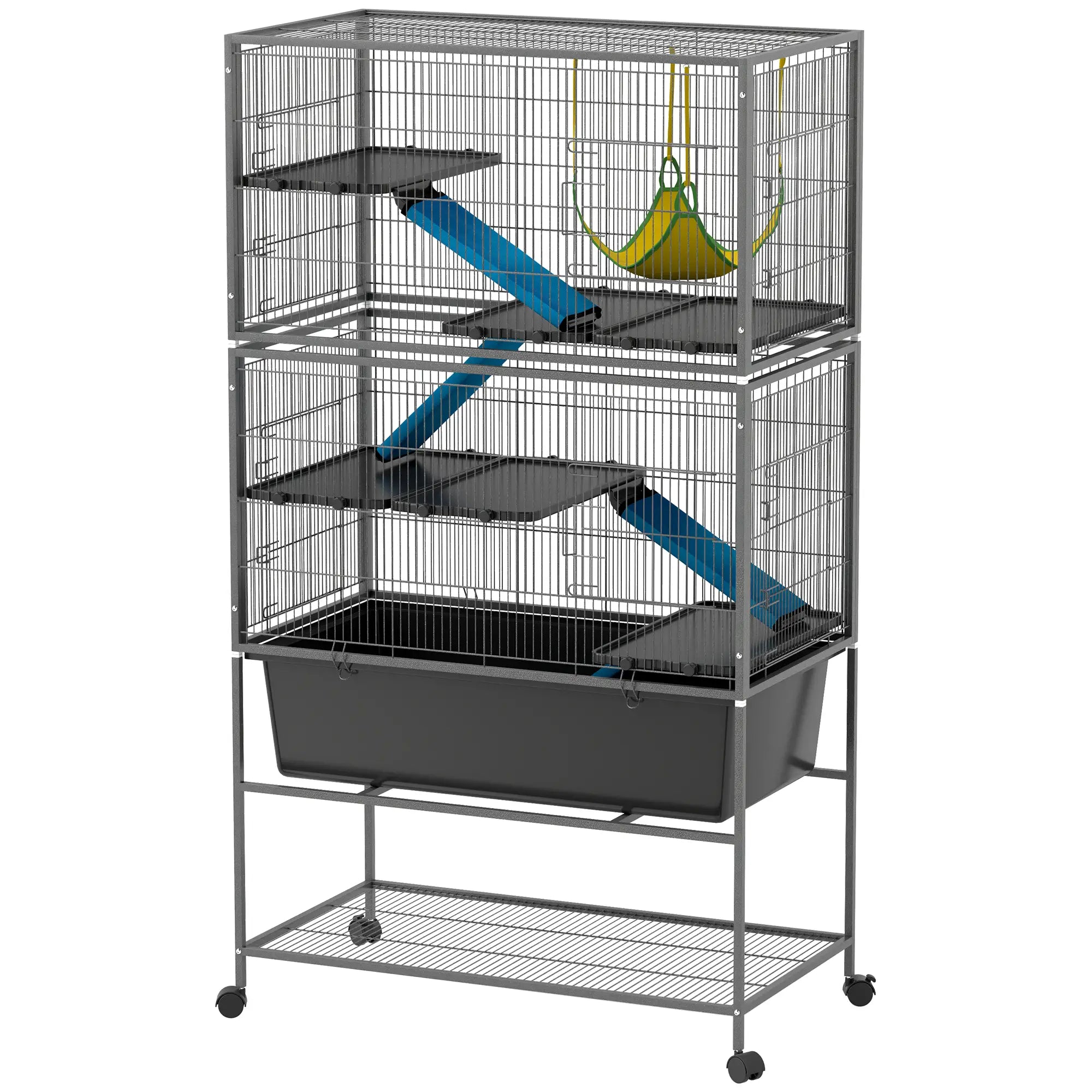 59 Inch 5 Level Small Animal Cage, Rolling Ferret Cage, Dark Grey Houses & Habitats Dark Grey at Gallery Canada