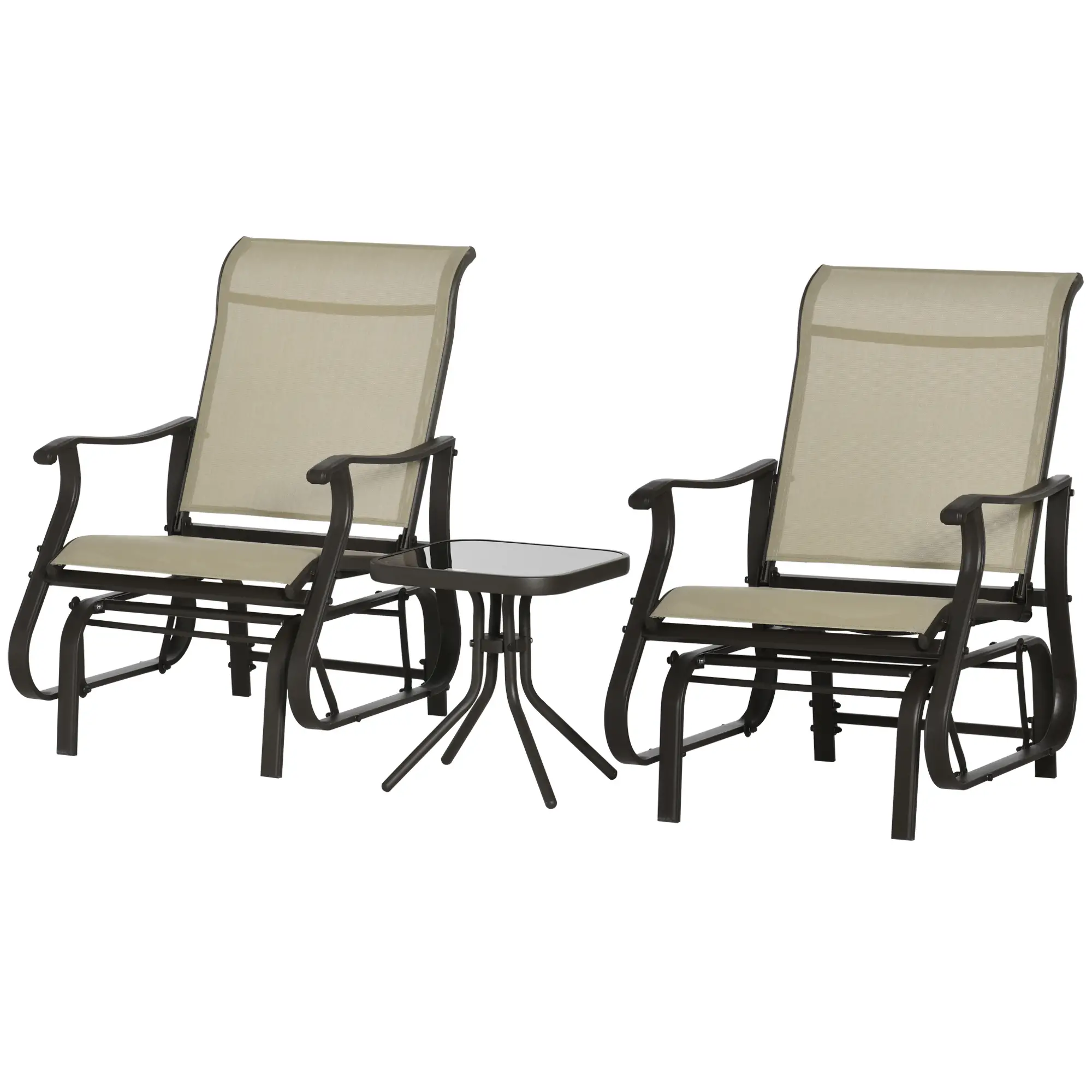 3PCs Gliding Rocking Chair, Bistro Tea Table Set, Grey Outdoor Gliders Brown, Grey, Black at Gallery Canada