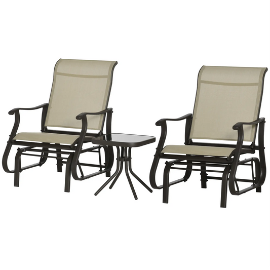 3PCs Gliding Rocking Chair, Bistro Tea Table Set, Grey Outdoor Gliders Brown, Grey, Black at Gallery Canada