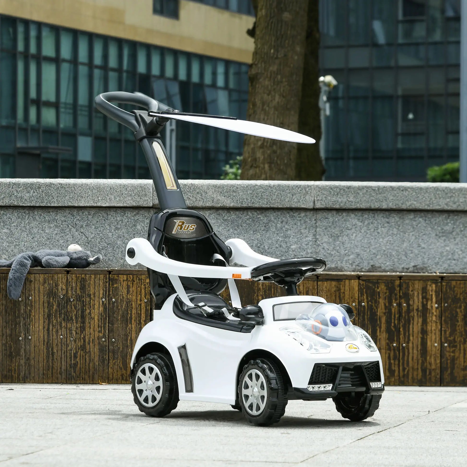 3 in 1 Kids Push Car, Foot to Floor Design, Music, Light, White Push Cars for Toddlers at Gallery Canada