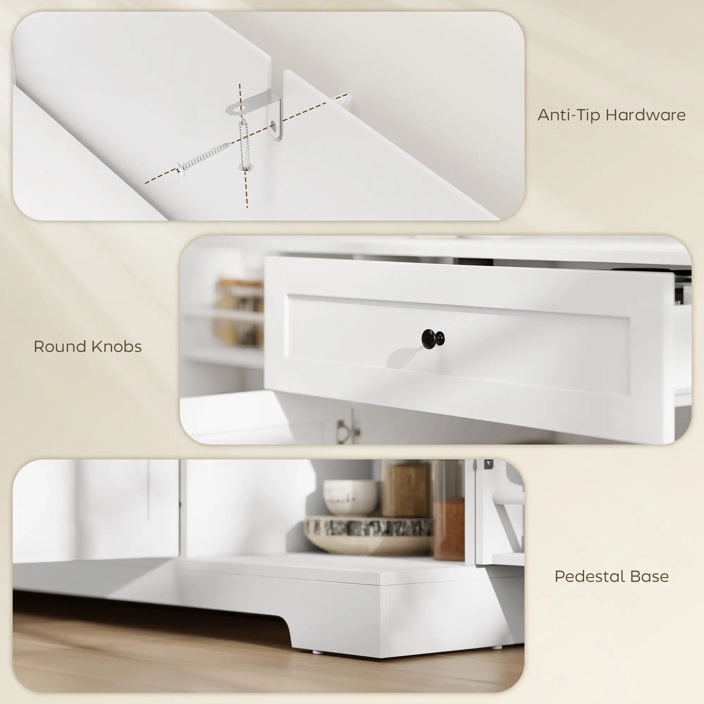 55" Kitchen Storage Cabinet With Drawer, Adjustable Shelves, White Bar Cabinets at Gallery Canada
