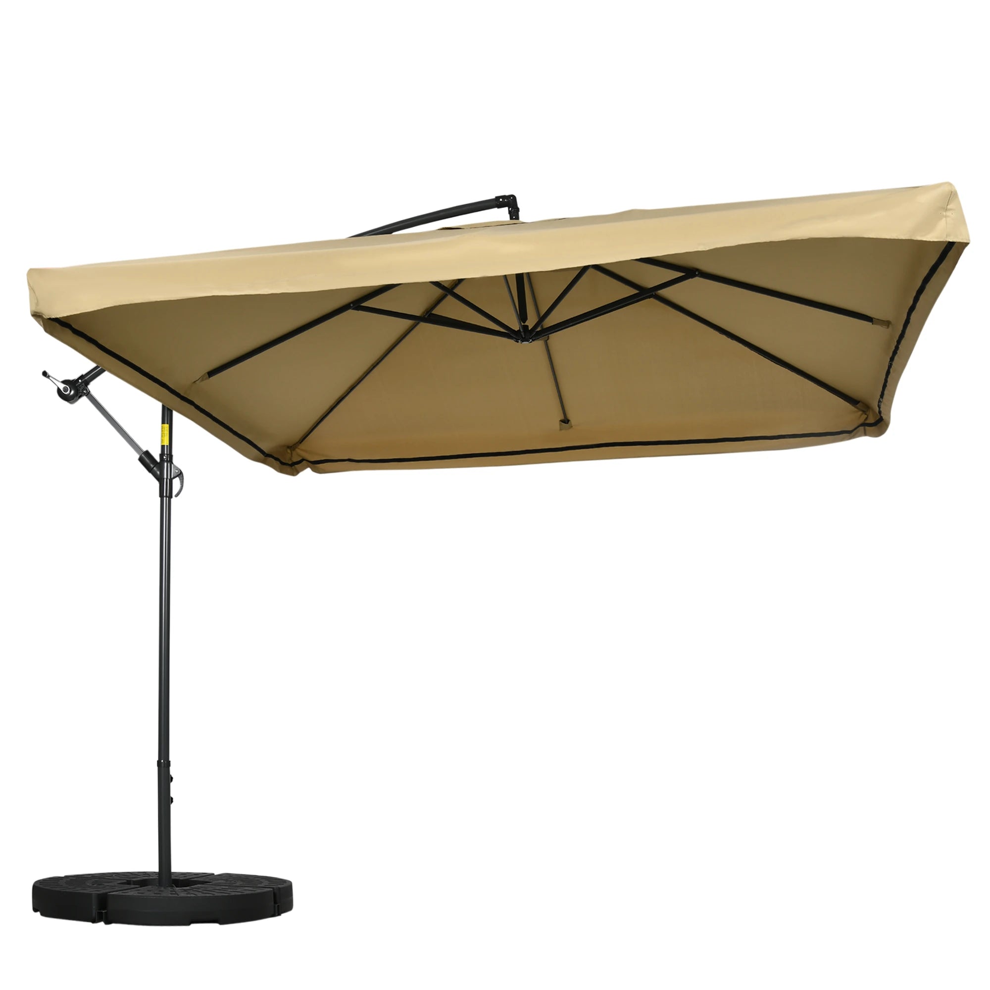 Offset Patio Umbrella with Net, Adjustable Canopy, Beige Cantilever Umbrellas Beige Fabric, Grey Frame at Gallery Canada