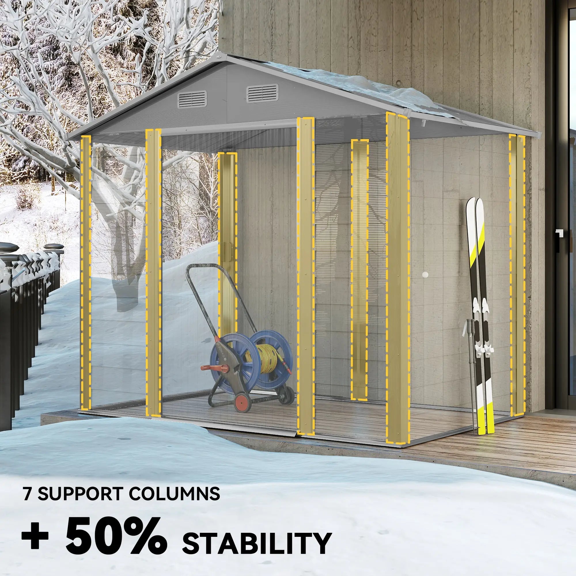 7.7' x 6.5' Metal Garden Shed, Tool Storage, Light Grey Sheds at Gallery Canada