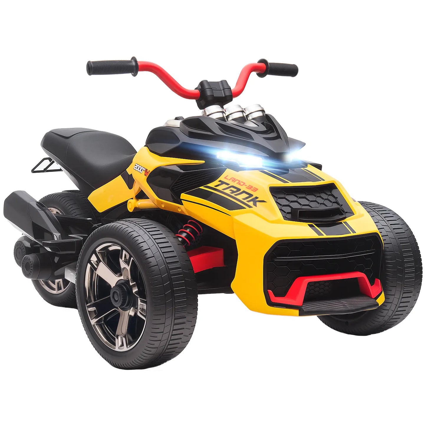 12V Kids Ride On ATV, MP3 Player, LED Lights, Ages 3-8, Yellow Electric Ride On Toys at Gallery Canada