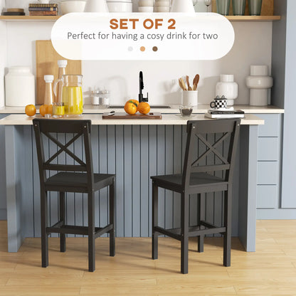 Farmhouse Counter Height Stools Set of 2, Solid Wood, Kitchen Island Bar Stools at Gallery Canada