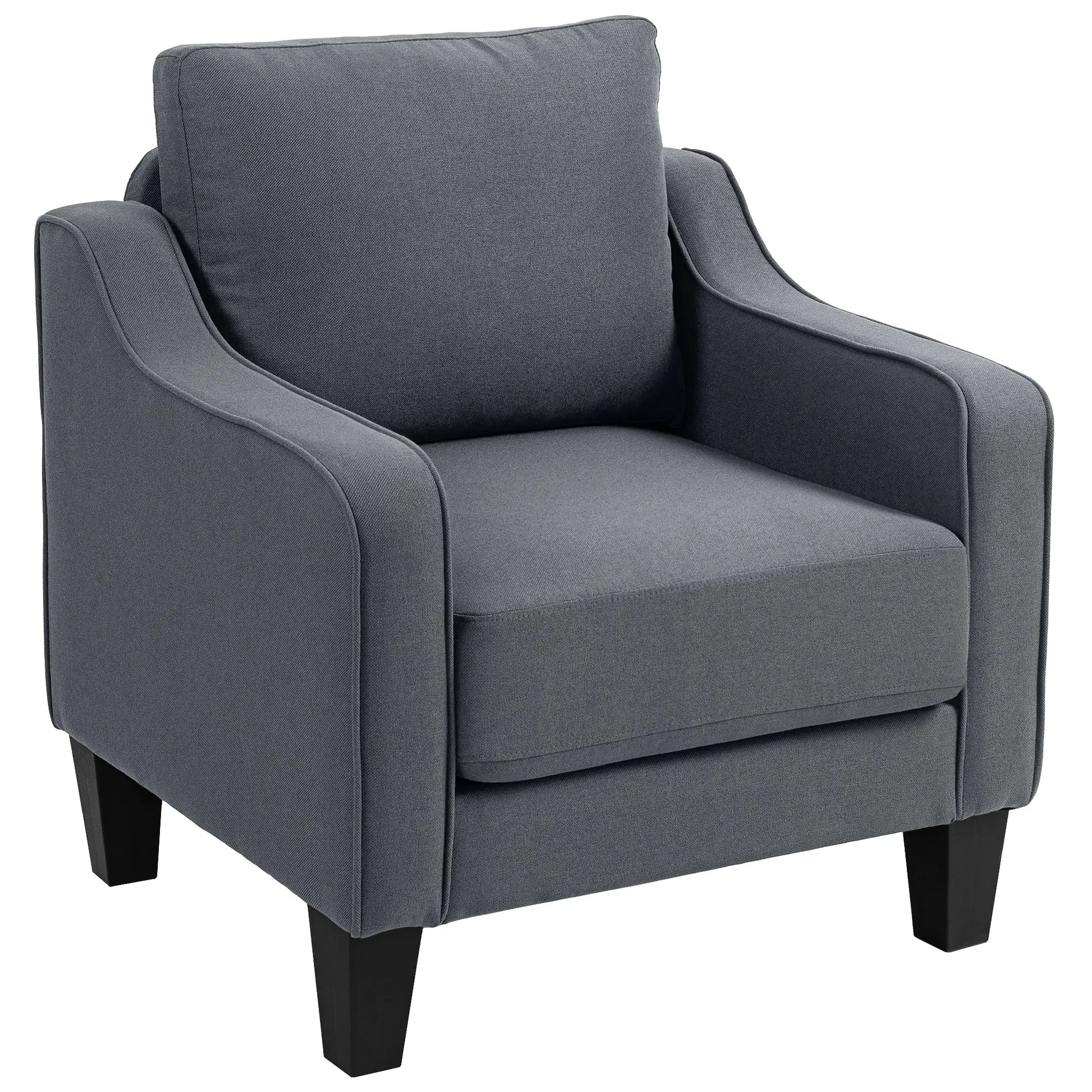 Modern Accent Armchair, Pocket Spring, Linen Upholstered, Thick Padded, Charcoal Grey Accent Chairs Charcaol Grey at Gallery Canada