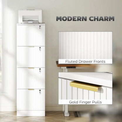 Lockable Filing Cabinet, 4 Drawers, Adjustable Hanging Rails, White Office Cabinets & Cupboards at Gallery Canada