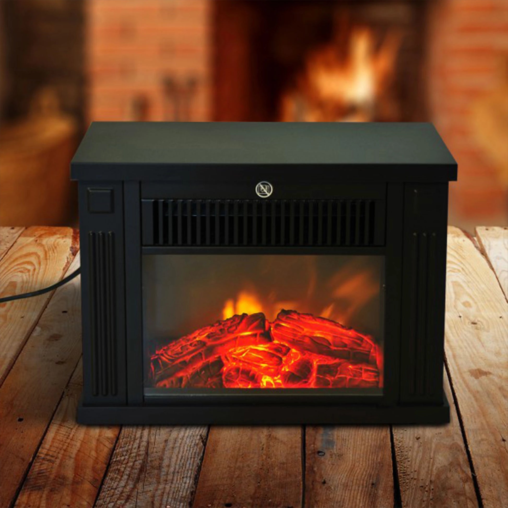 14" 1000W Mini Standing Electric Fireplace Heater, Black Electric Fireplaces at Gallery Canada
