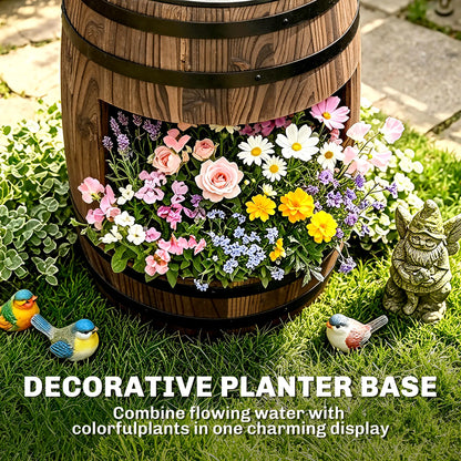 Wooden Outdoor Fountain, Electrical Barrel Waterfall, 3600r/min Pump, Carbonized Water Fountains at Gallery Canada