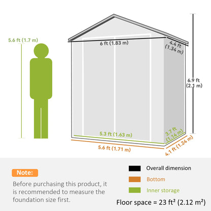 6x4.5ft Plastic Garden Shed, Lockable Tool Storage, Double Doors, Vent, Gray Sheds at Gallery Canada