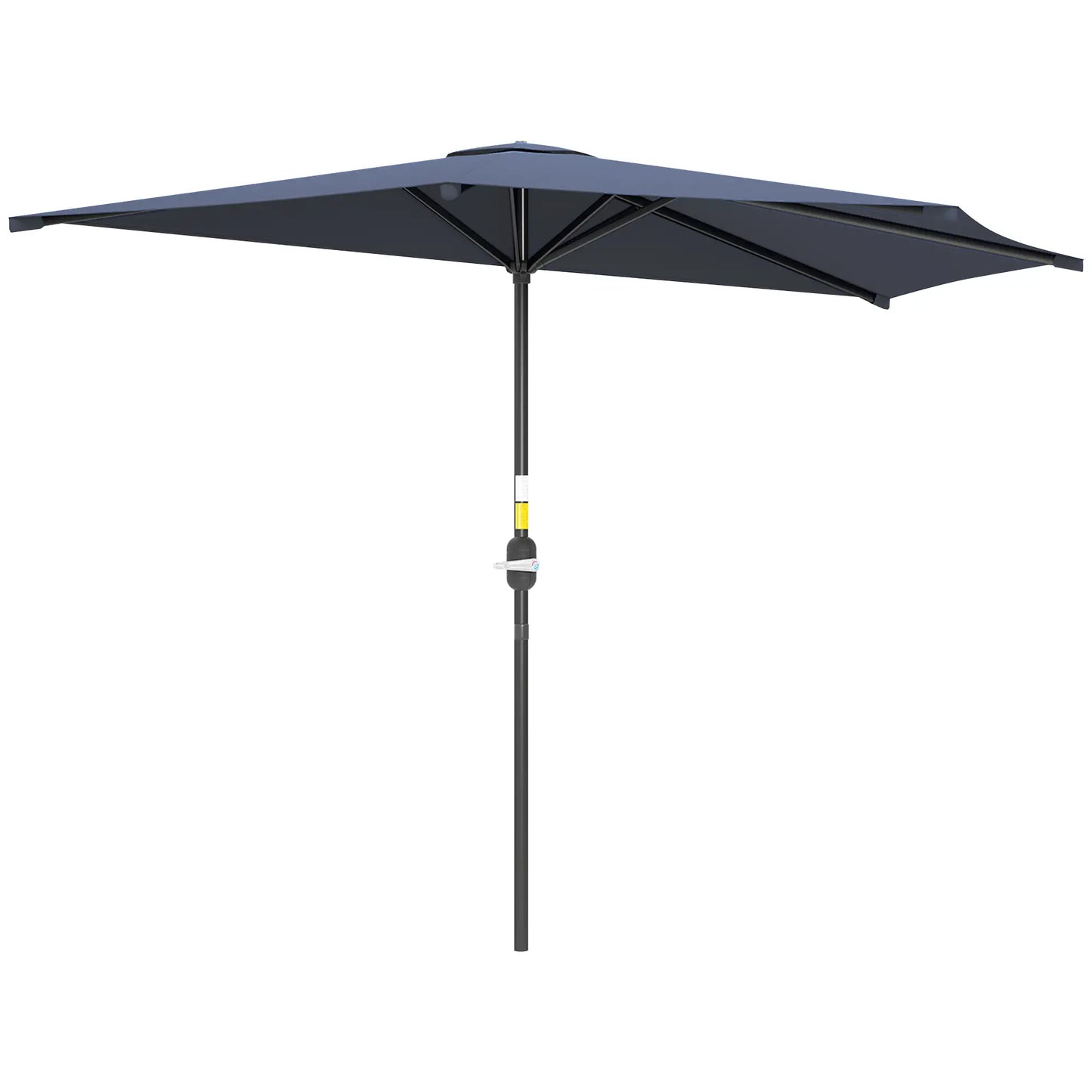 9.8ft Half Umbrella, Semi Round Patio Parasol, Crank Handle, Top Vent, Dark Blue Half Round Umbrellas at Gallery Canada