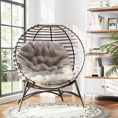 Egg Patio Lounge Chair, Foldable, with Cushion & Pocket, Light Grey, Light Grey Patio Chairs at Gallery Canada