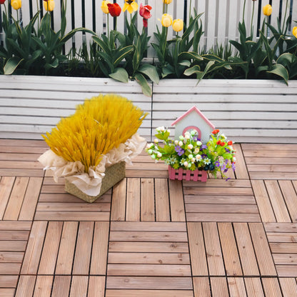 27 Pcs Wood Interlocking Deck Tiles, 12 x 12in, Tools Free Assembly, Brown Deck Tiles at Gallery Canada