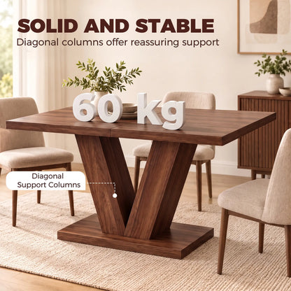 Modern Kitchen Dining Table For 4 People, Walnut