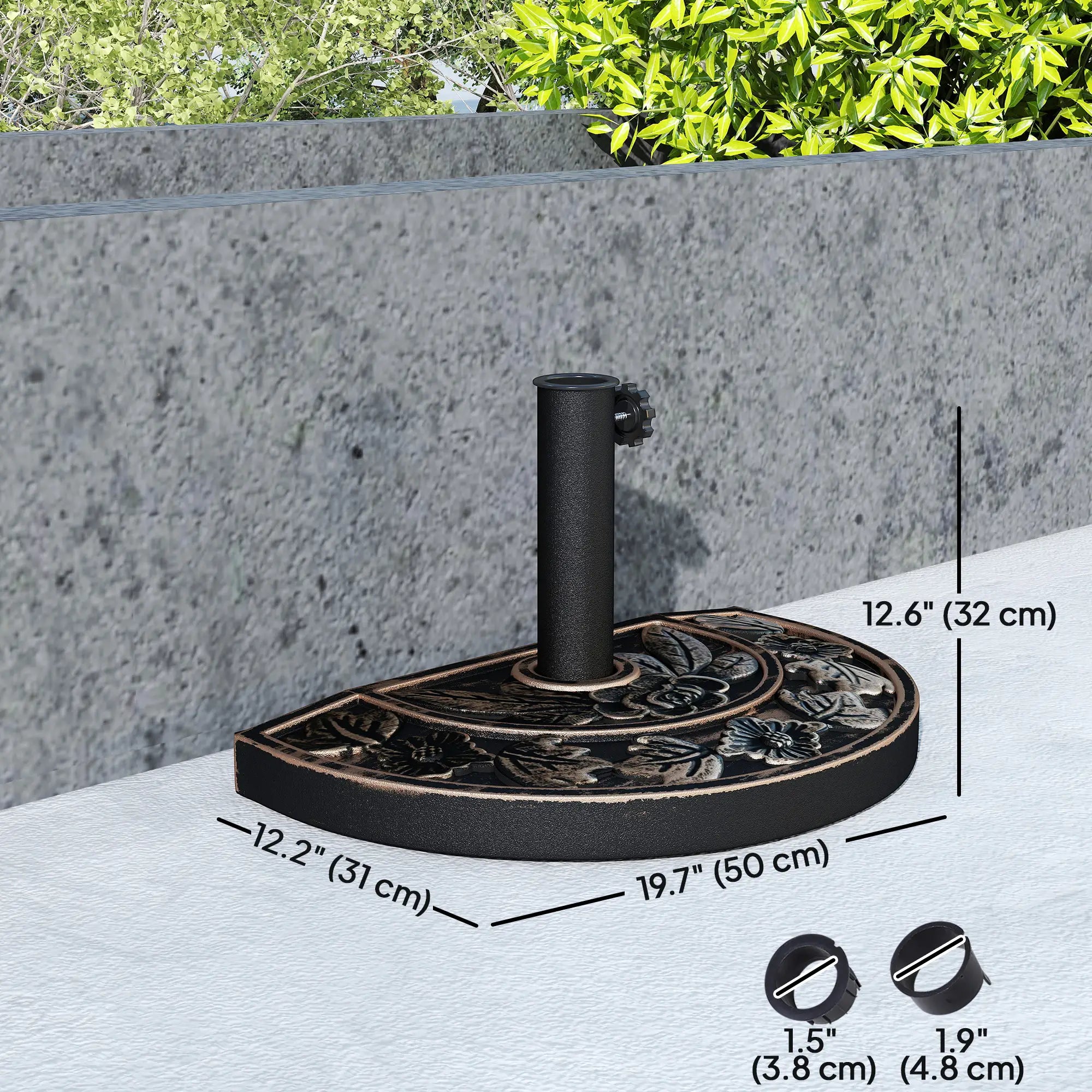 20 lbs Half Round Patio Umbrella Base, 20