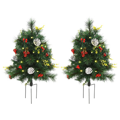 2.5ft Prelit LED Mini Christmas Tree, Pine Needles Pinecones Decor, Berry Pre Lit Christmas Trees Green at Gallery Canada