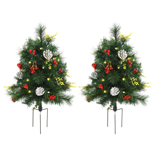 2.5ft Prelit LED Mini Christmas Tree, Pine Needles Pinecones Decor, Berry Pre Lit Christmas Trees Green at Gallery Canada