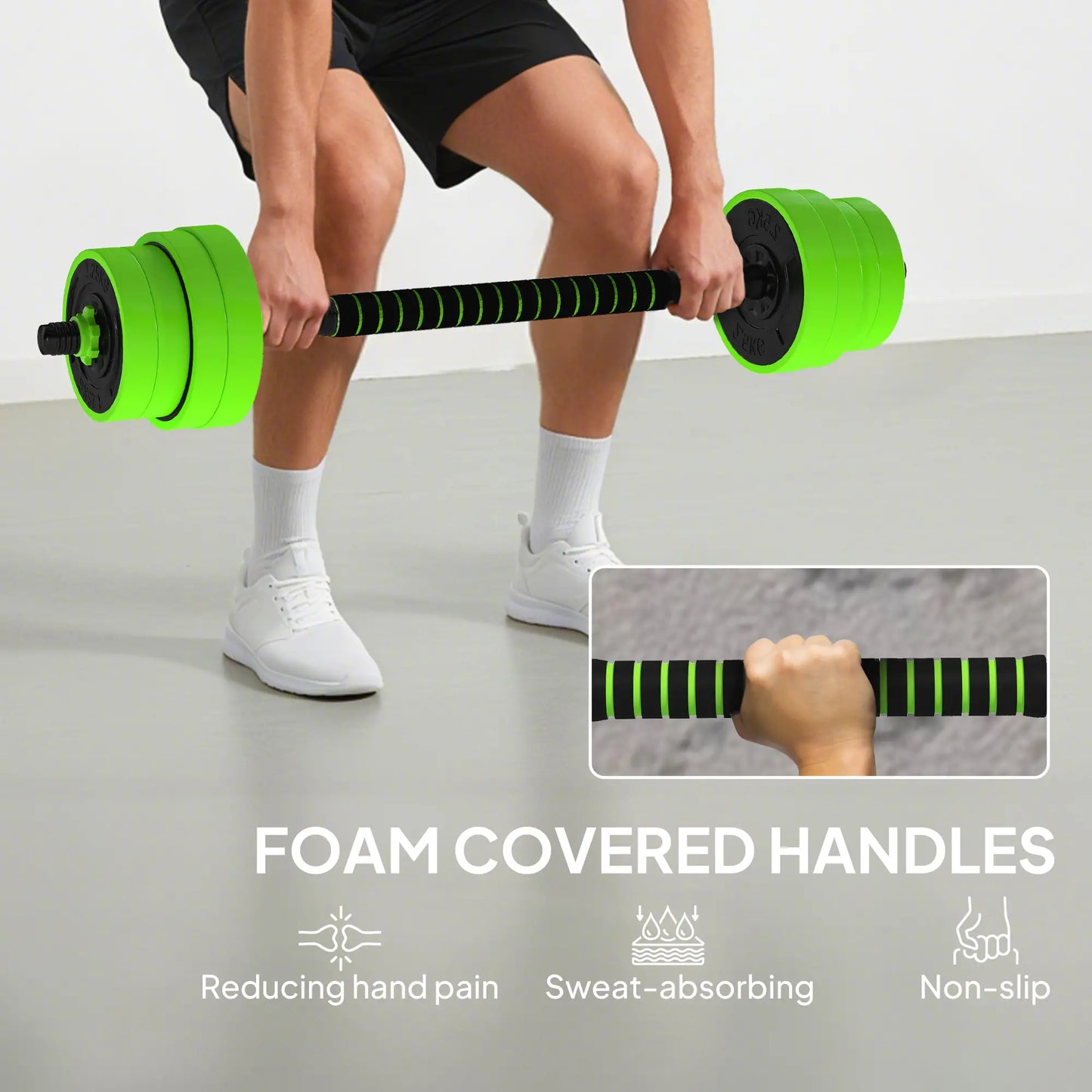66lbs 4-in-1 Adjustable Dumbbell Set, Barbell, Kettlebell, Green Dumbbells & Barbells at Gallery Canada