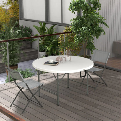 48" Folding Patio Table, Outdoor HDPE Picnic Table, White Patio Side Tables at Gallery Canada