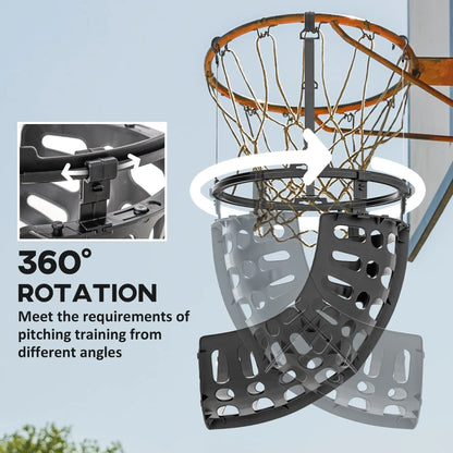 Height Adjustable Basketball Rebounder, 360° Rotatable Return Chute, Black Basketball at Gallery Canada