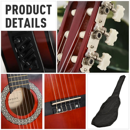 39.5 Inch Acoustic Electric Guitar, Beginner Set, Wine Red Electronic Musical Pianos at Gallery Canada
